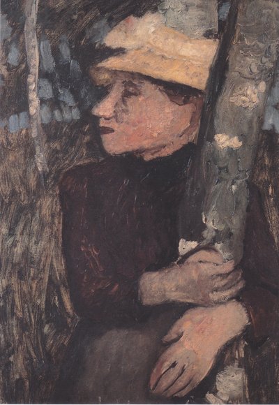 Donna con cappello di paglia tra le betulle da Paula Modersohn Becker